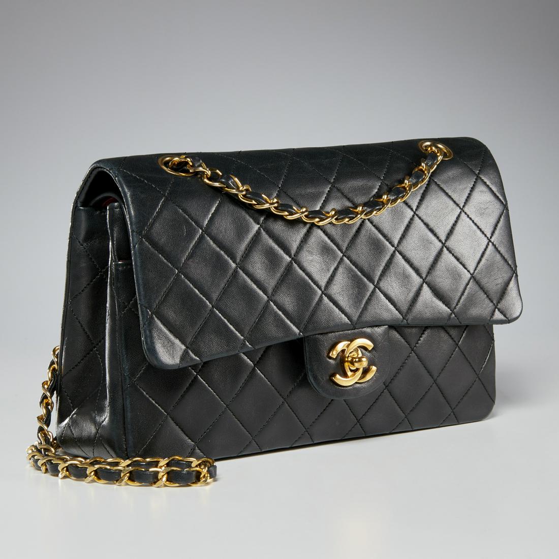 Chanel black lambskin double flap handbag (1 of 10)