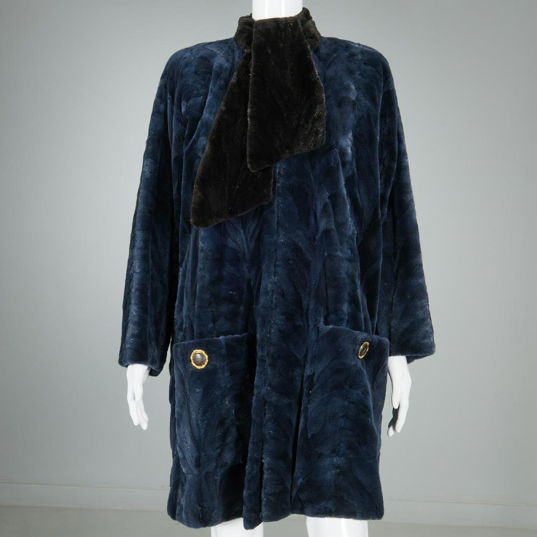 Yves Saint Laurent Fourrures blue coat (1 of 8)