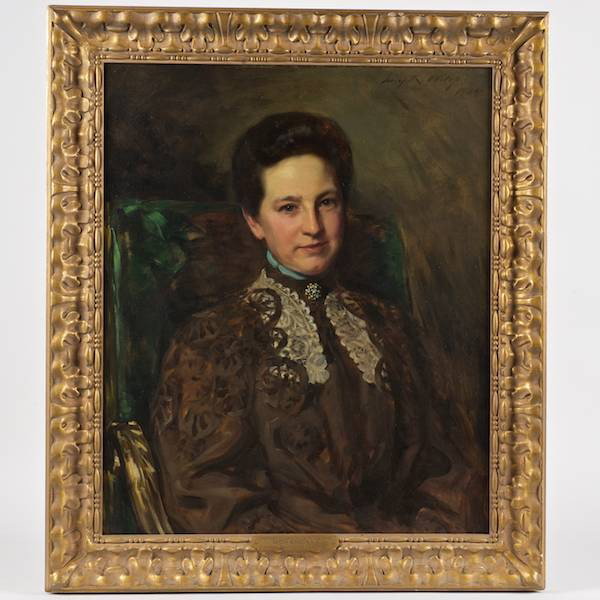 Irving R. Wiles (1861-1948, American), painting: Irving R. Wiles (1861-1948, American), painting, Caroline Church Murray, 1904, oil on canvas on board, signed and dated, upper right, 29.5" x 24.5" (sight), framed Provenance: The Montclair Art Museum