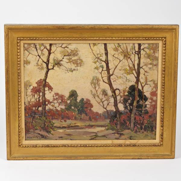 Alfred Heber Hutty (1877-1954, American), paintin: Alfred Heber Hutty (1877-1954, American), painting, "Quiet Afternoon", oil on canvasboard, signed "Alfred Hutty", lower left, 11.25" x 15.5" (sight), framed Provenance: The Salmagundi Club Auction Sal