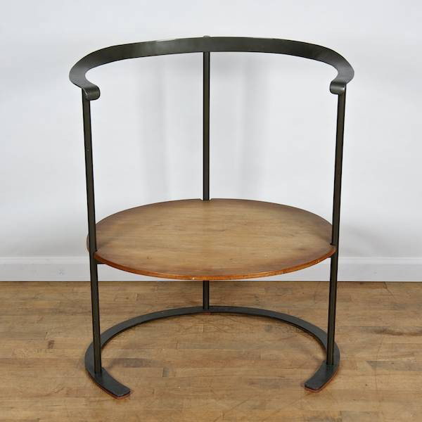 Modernist designer steel horseshoe armchair: Modernist designer steel horseshoe armchair, Circa 1960s, unmarked, 35.5"h x 30"w x 23.75"d