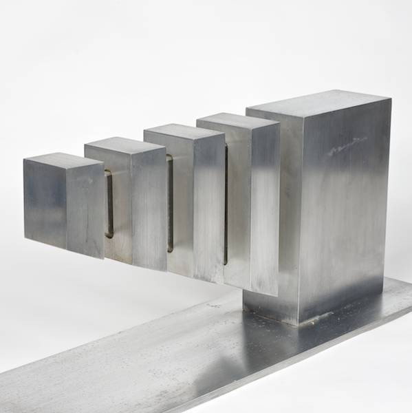 Menashe Kadishman (b. 1932, Israeli), sculpture: Menashe Kadishman (b. 1932, Israeli), sculpture, Untitled, aluminum and glass/acrylic sculpture, signed and numbered on underside of base, "M. Kadishman - 2/10", 7.5"h x 18"l x 5.5"w