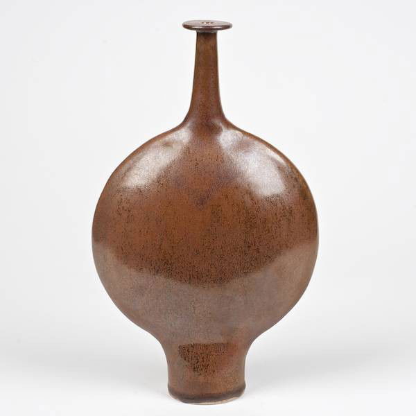 Studio pottery vase by Brother Thomas Bezanson: Studio pottery vase by Brother Thomas Bezanson, 20th c., inscribed "Benedictine Monks - Weston Vermont", and artist's cipher, 12.25"h x 7.5"w