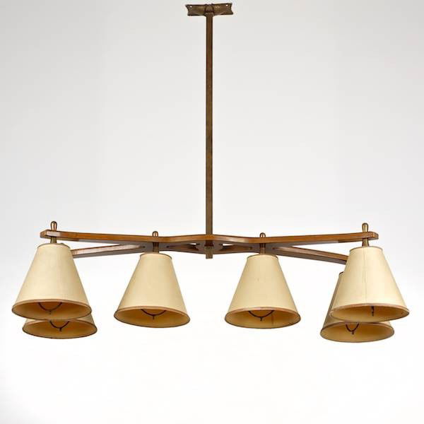 Mid-Century Italian chandelier manner of Gio Pont: Mid-Century Italian chandelier manner of Gio Ponti, Circa 1960s, 37"h x 40"l x 16"w Provenance: The Estate of Amy Perlin, NY