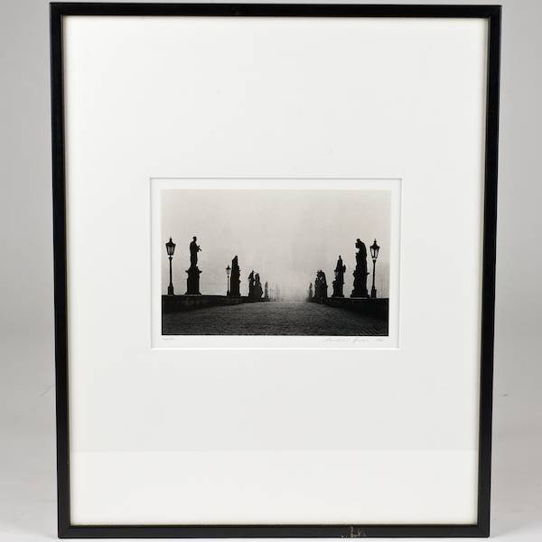 Michael Kenna (b. 1953, British/American), photog: Michael Kenna (b. 1953, British/American), photograph, "Charles Bridge, Prague", 1982, gelatin silver print, pencil-signed, dated and numbered 44/90 on mount, 6" x 9.25" (sheet), matted and framed
