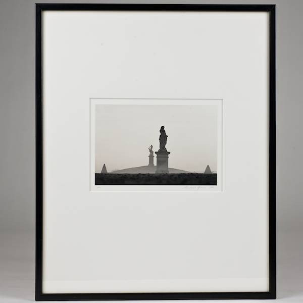 Michael Kenna (b. 1953, British/American), photog: Michael Kenna (b. 1953, British/American), photograph, Versailles garden view, 1988, gelatin silver print, pencil-signed, dated and numbered 1/45 on mount, 6" x 9.25" (sheet), matted and framed