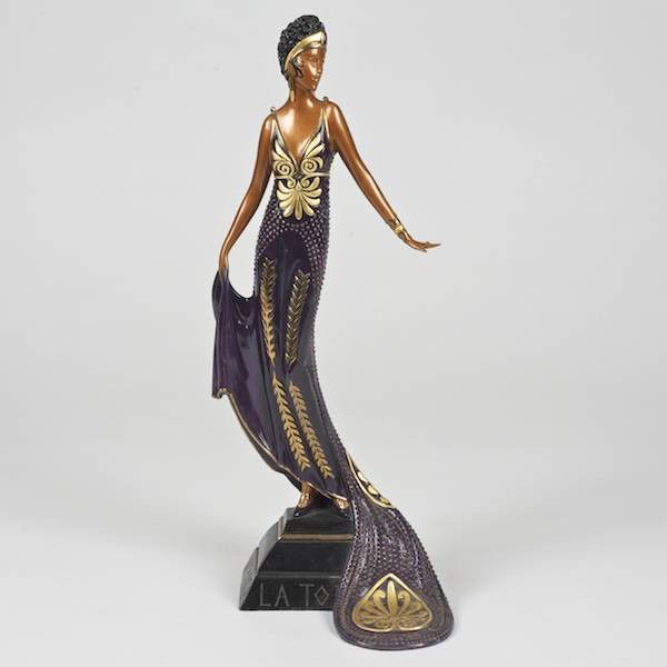 Erte (1892-1990, Russian/French), bronze: Erte (1892-1990, Russian/French), bronze, "La Tasca", 1989, no. 94/500, Seven Arts Edition, 20"h x 6.75"w
