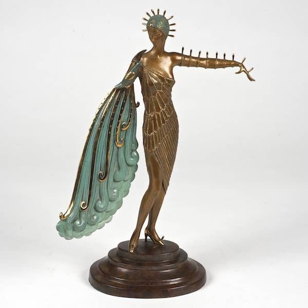 Erte (1892-1990, Russian/French), bronze: Erte (1892-1990, Russian/French), bronze, "Diva", 1984, no. 28/300, Fine Art Acquisitions Edition, 18"h x 10"w