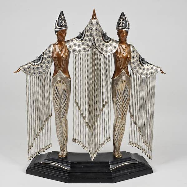 Erte (1892-1990, Russian/French), bronze: Erte (1892-1990, Russian/French), bronze, "Les Bijoux de Perles", 1990, no. 94/500, Seven Arts Edition, 18.5"h x 16"w