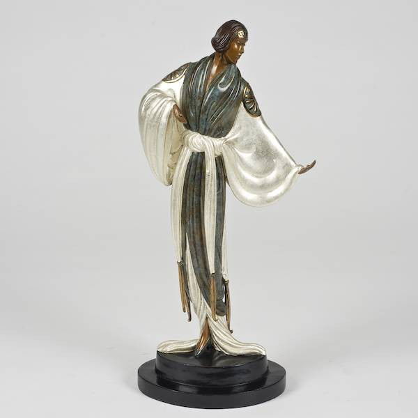 Erte (1892-1990, Russian/French), bronze: Erte (1892-1990, Russian/French), bronze, "Belle de Nuit", 1987, no. 128/375, Fine Art Acquisitions Edition, 18"h x 7.5"w