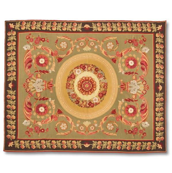 Aubusson carpet, approx. 11'5" x 13'2": Aubusson carpet, approx. 11'5" x 13'2", Late 20th c.