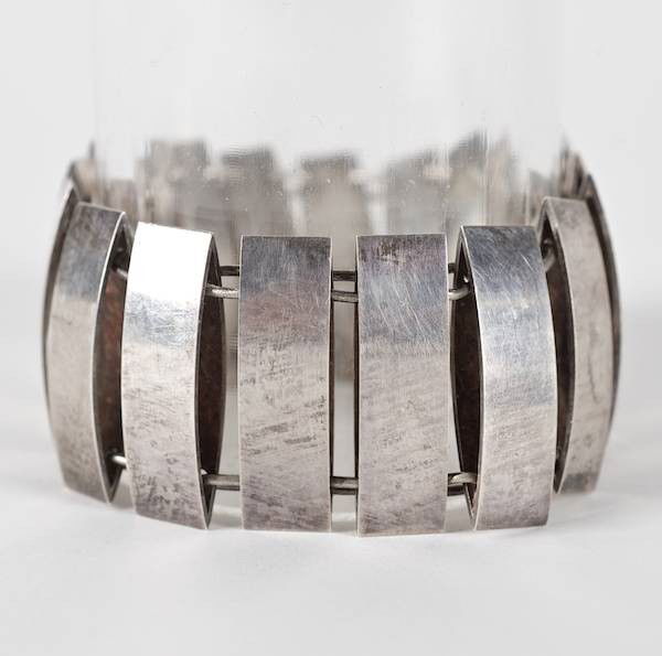 Arno Malinowski for Georg Jensen sterling bracele: Arno Malinowski for Georg Jensen sterling bracelet, 20th c., marked, "Sterling Denmark - 136", 6.75"l, approx. 1.6 ozt.