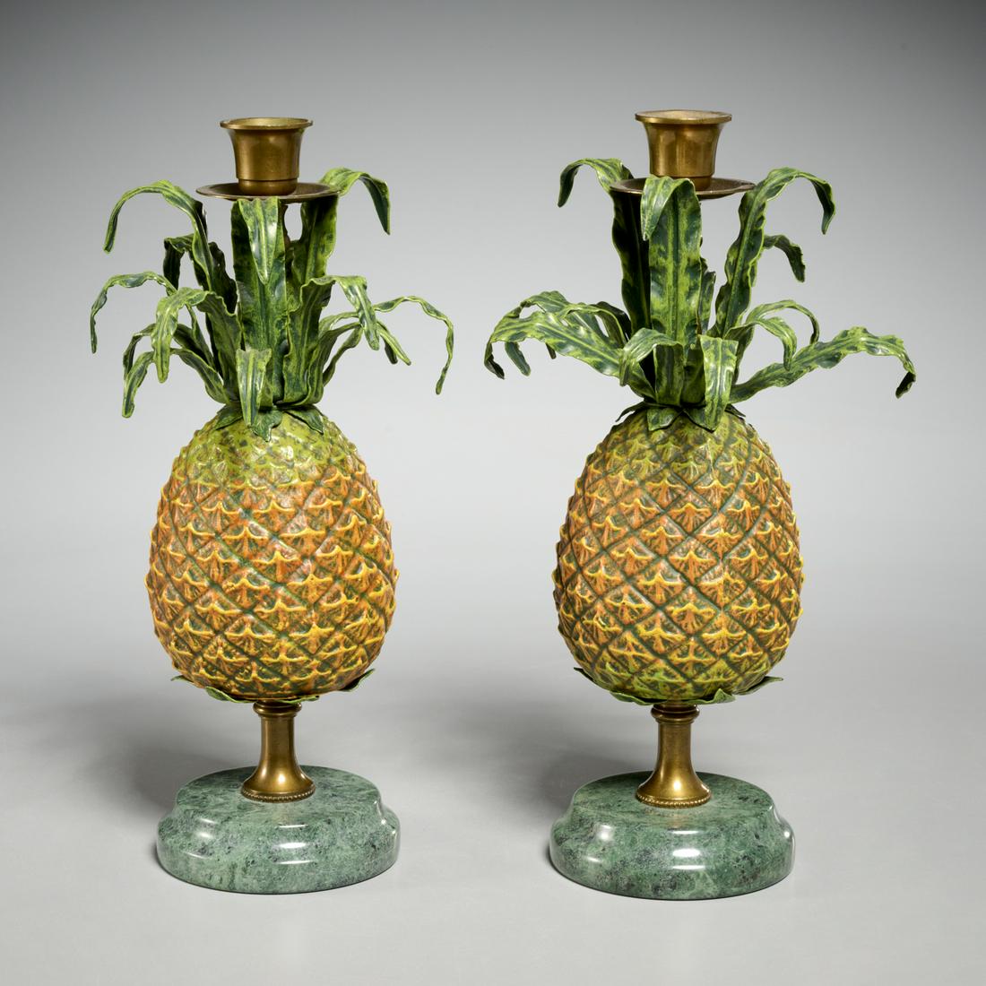 Pair Petites Choses tole pineapple candlesticks (1 of 6)