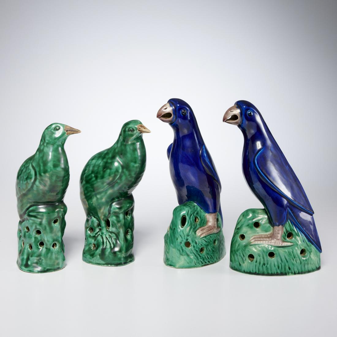 (2) Pairs Chinese glazed porcelain birds (1 of 6)