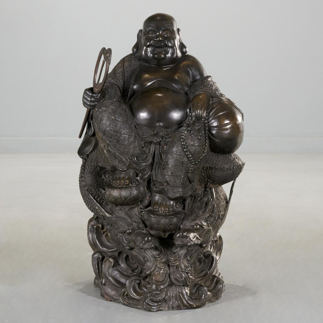 Large Chinese bronze laughing Buddha (1 of 8)