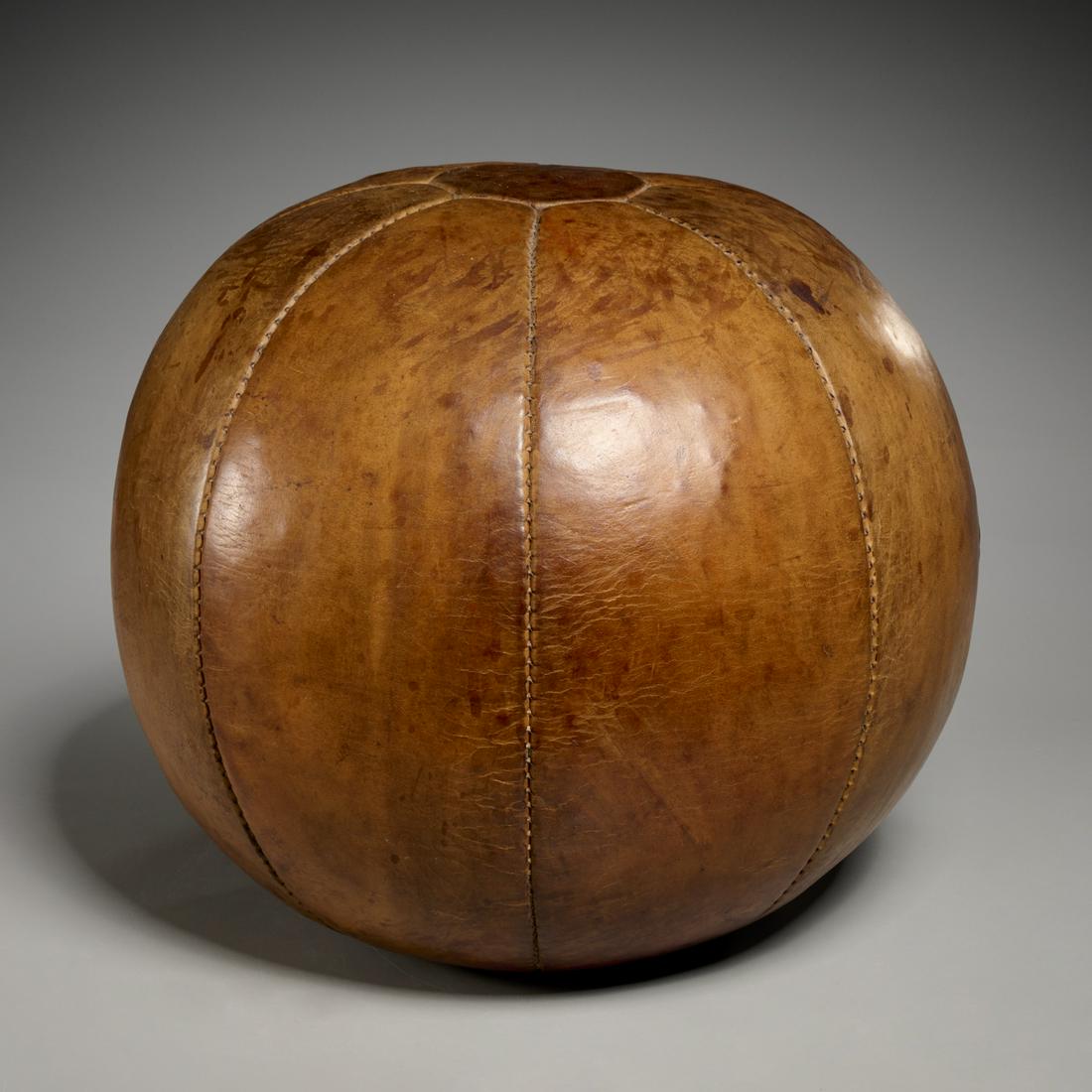 Vintage brown leather medicine ball (1 of 6)