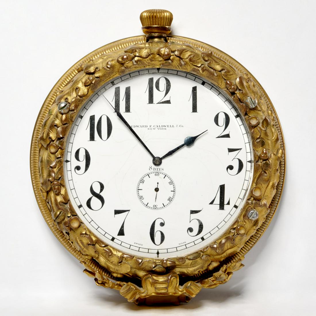 E.F. Caldwell diminutive gilt bronze wall clock (1 of 8)