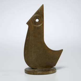 Raymond G. Barger, bronze sculpture: Raymond G. Barger, bronze sculpture, Raymond Granville Barger (American, 1905-2001), abstract bird, signed with the artist's insignia on the base and stamped "USA 204" and "2" on the other side of