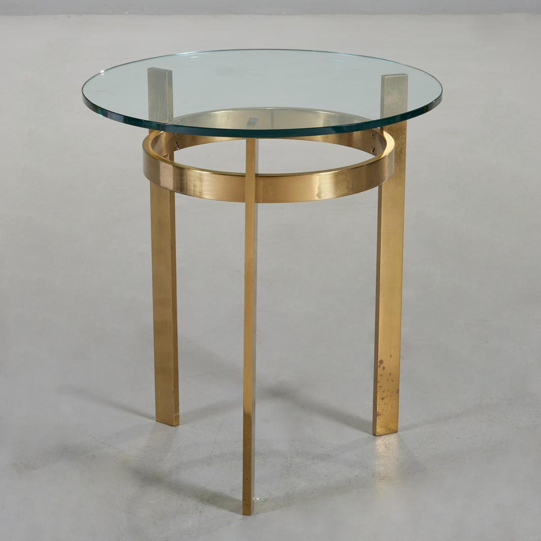 Modernist solid brass bar & plate glass side table (1 of 4)
