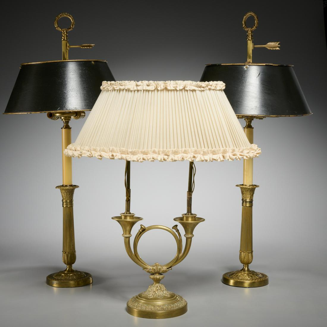 (3) Empire style bronze table lamps (1 of 7)