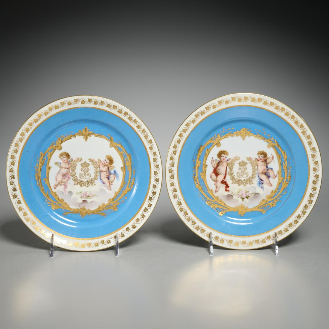 Pair Chateau des Tuileries, Sevres cabinet plates (1 of 9)