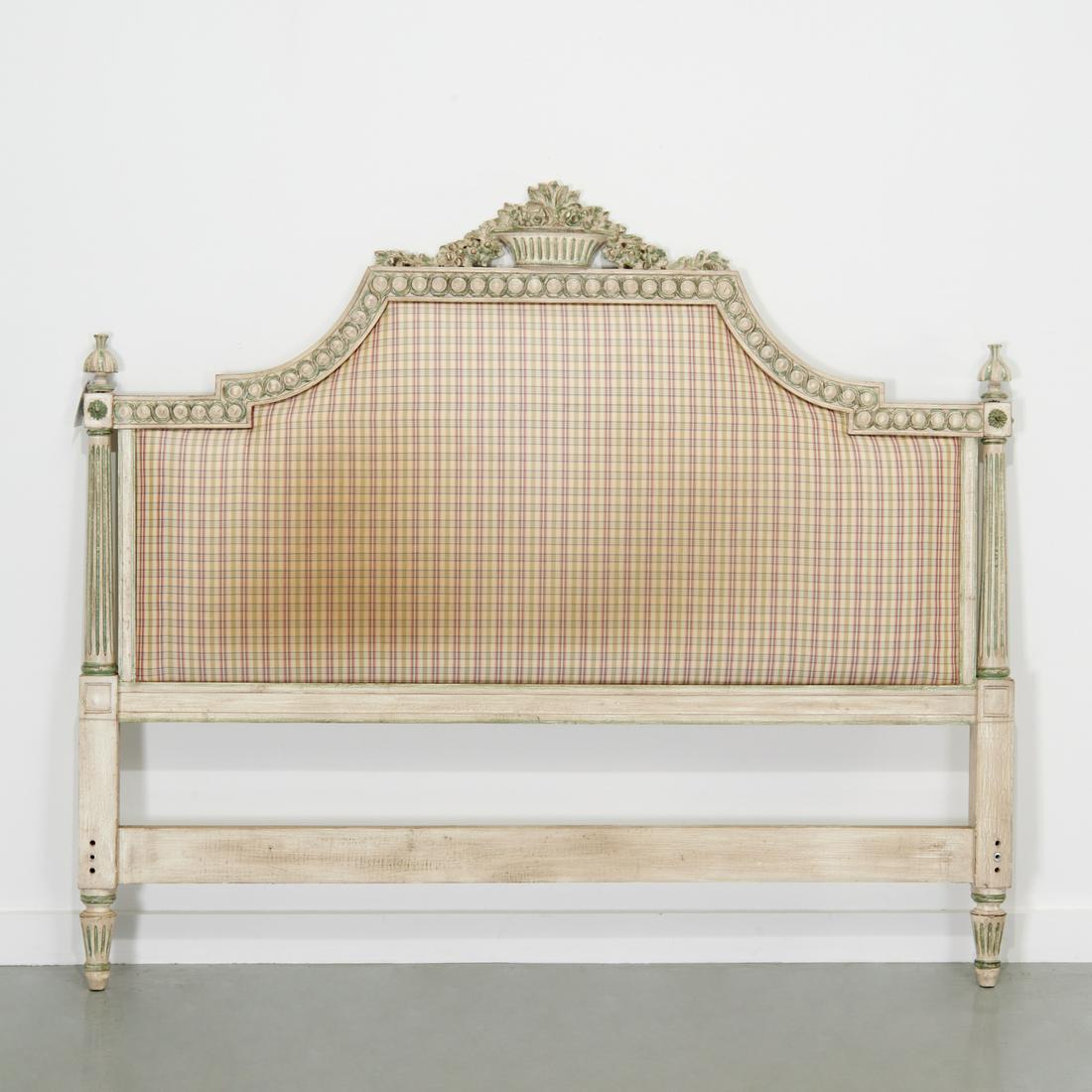 Louis XVI style painted and upholstered headboard (1 of 6)