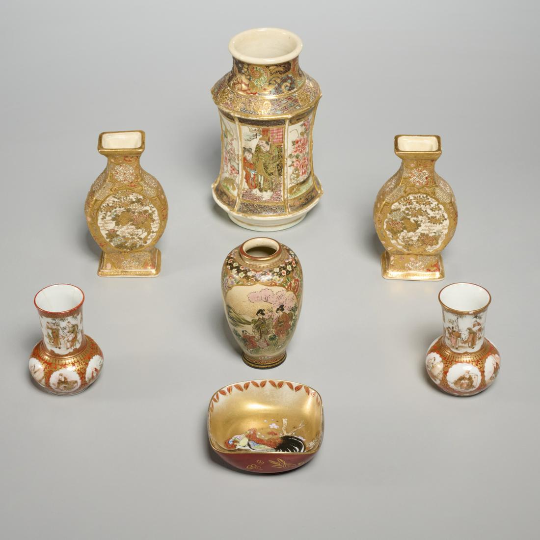 Group Japanese porcelains, incl Satsuma and Kutani (1 of 11)