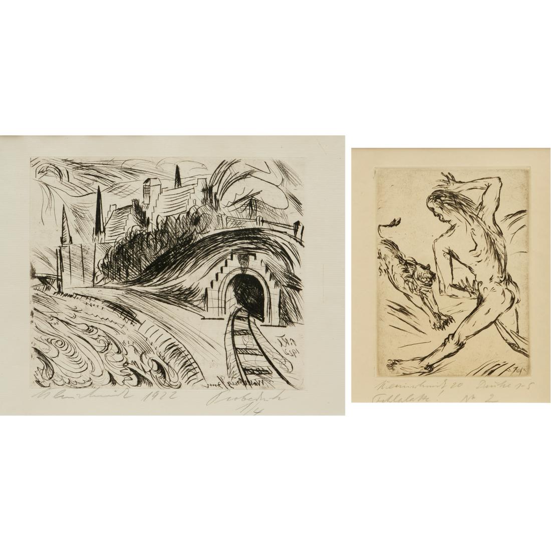 Paul Kleinschmidt, (2) etchings (1 of 6)
