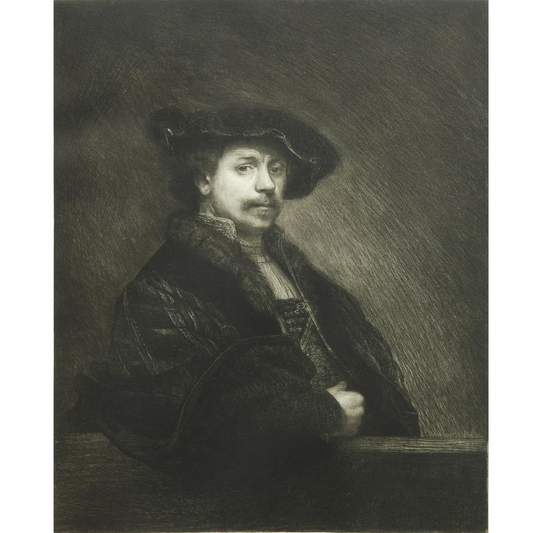 Rembrandt (after), Self Portrait etching (1 of 7)