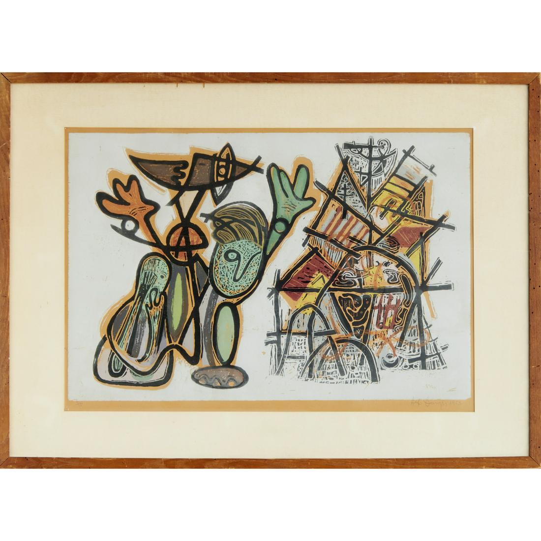 Alfonsas Dargis, woodblock/linocut print, 1953 (1 of 9)