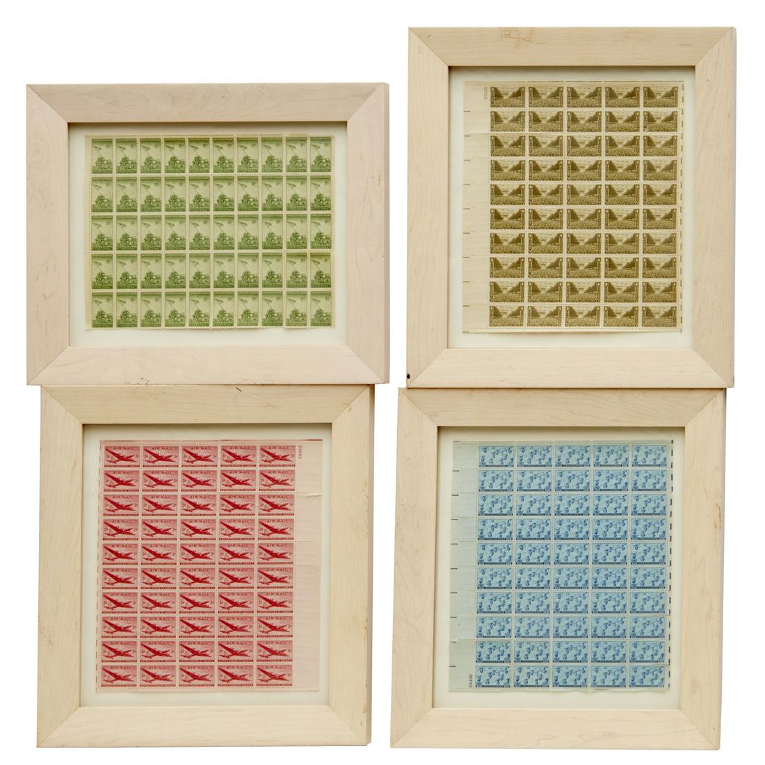 (4) Framed vintage U.S. postage stamp sheets (1 of 7)