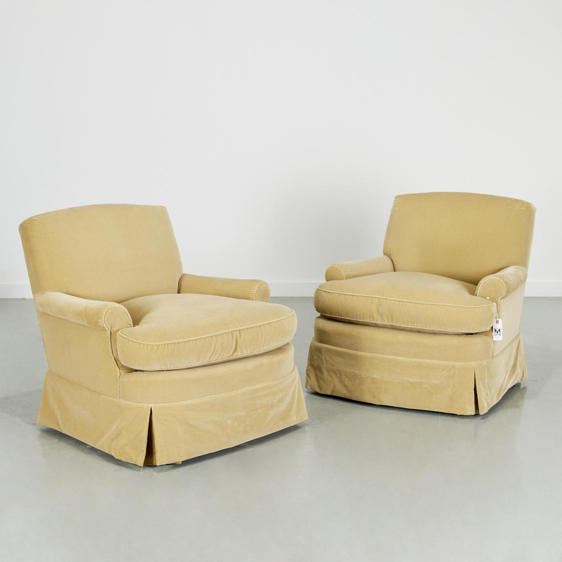 Nice pair custom upholstered club chairs (1 of 6)