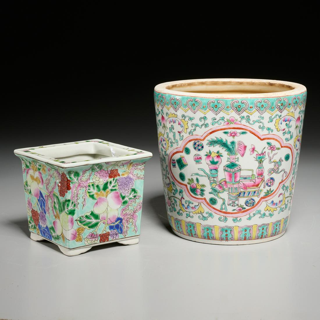 (2) Chinese famille rose jardinieres (1 of 6)