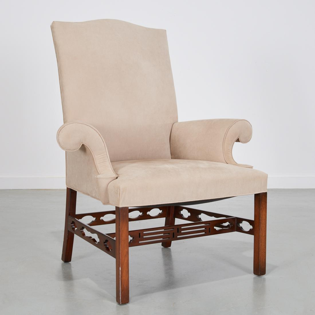 Chippendale style upholstered library chair (1 of 6)