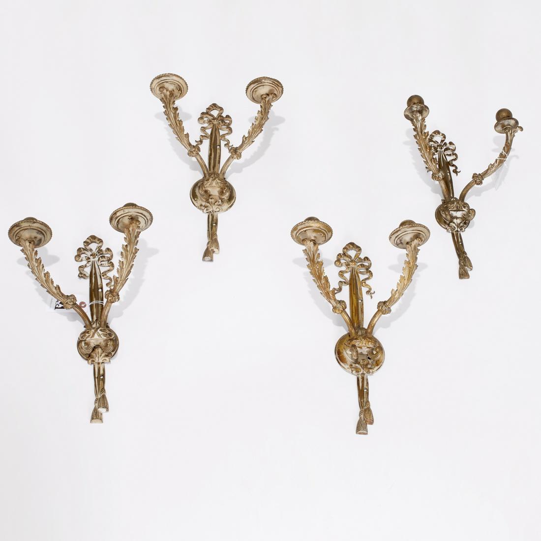 Set (4) Louis XVI style bronze candle sconces (1 of 5)