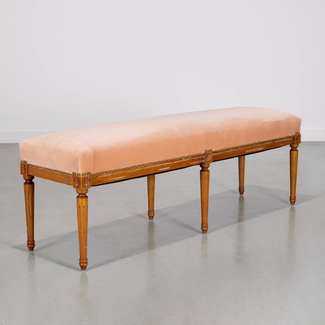 Custom Louis XVI style upholstered long bench (1 of 4)