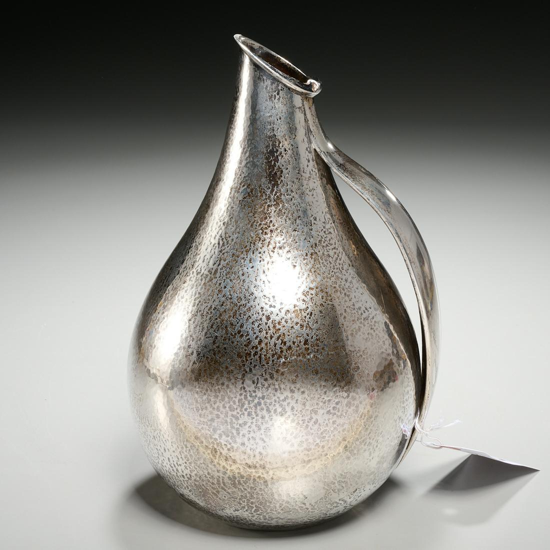Italian Modern hammered .800 silver pitcher vase (1 of 6)