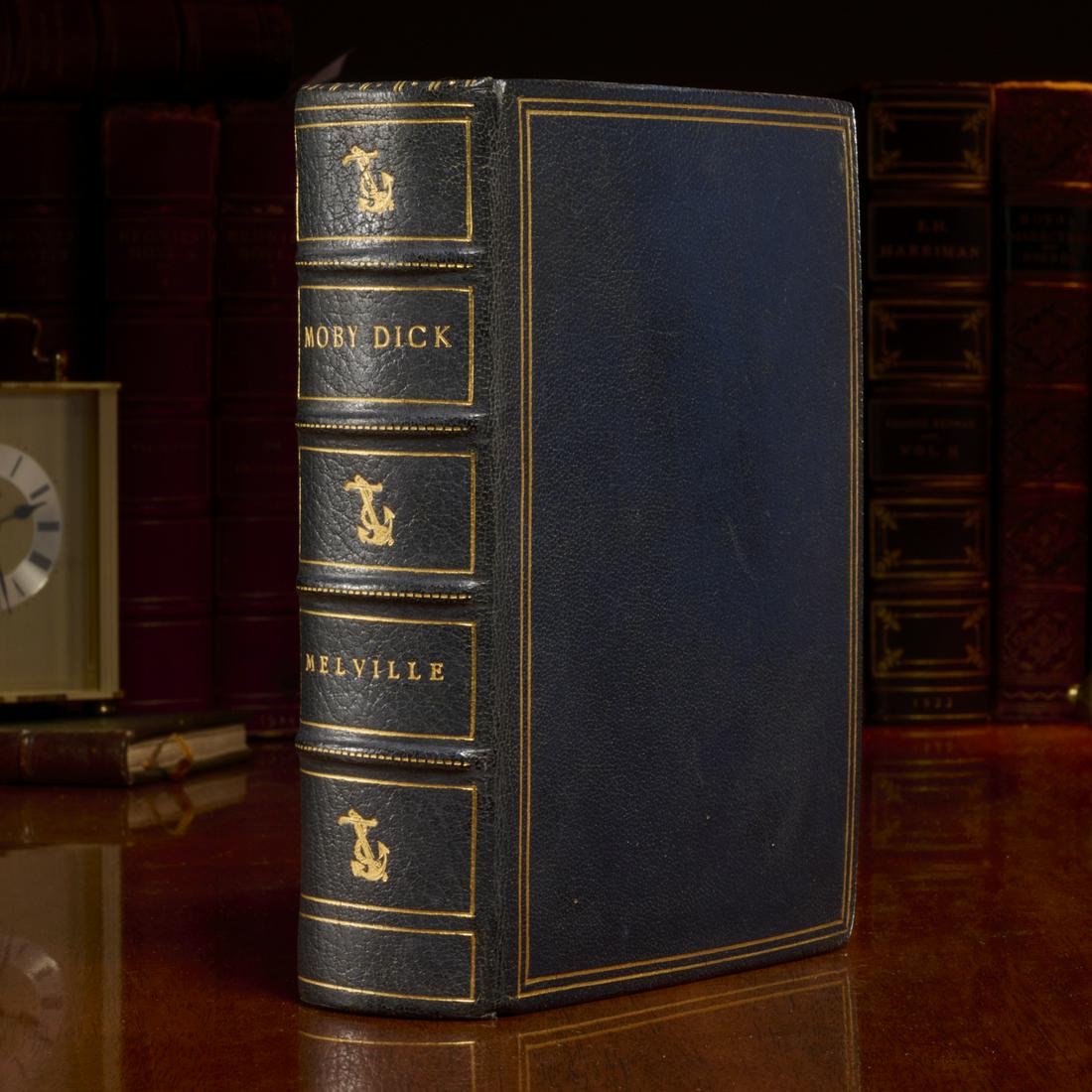 Herman Melville, Moby Dick, 1930 fine binding: Herman Melville, Moby Dick, 1930 fine binding, Moby Dick or The Whale. Illustrated by Rockwell Kent, Random House, 1930, full leather binding, marbled endpapers, ribbon marker, top page edges gilt, go