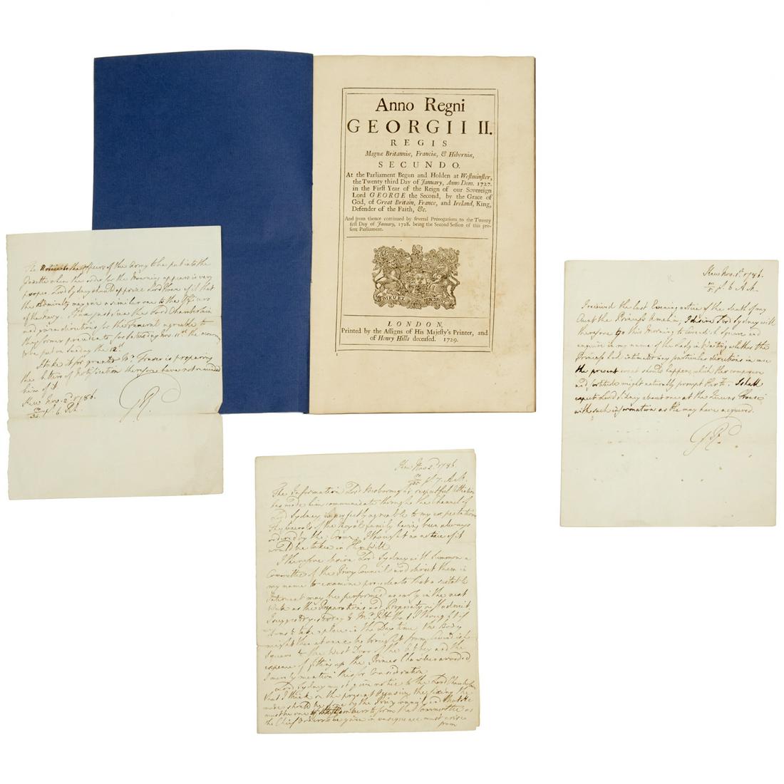 George III, (3) ALS 1786 & George II document 1729 (1 of 8)