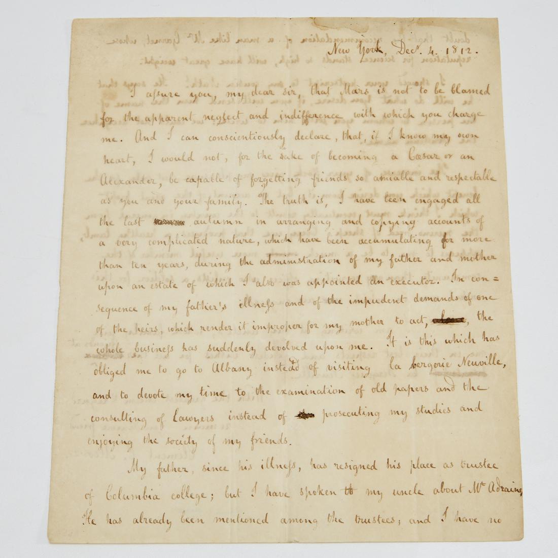 Clement Clarke Moore, autograph letter, signed (1 of 6)