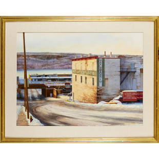Matthew Daub, watercolor on paper, 1987: Matthew Daub, watercolor on paper, 1987, Matthew Daub (American, 20th/21st century), Max Braun & Sons, signed and dated lower right, matted and framed under glass, 21"h x 29"w (sight), 30"h x 39"w (fr