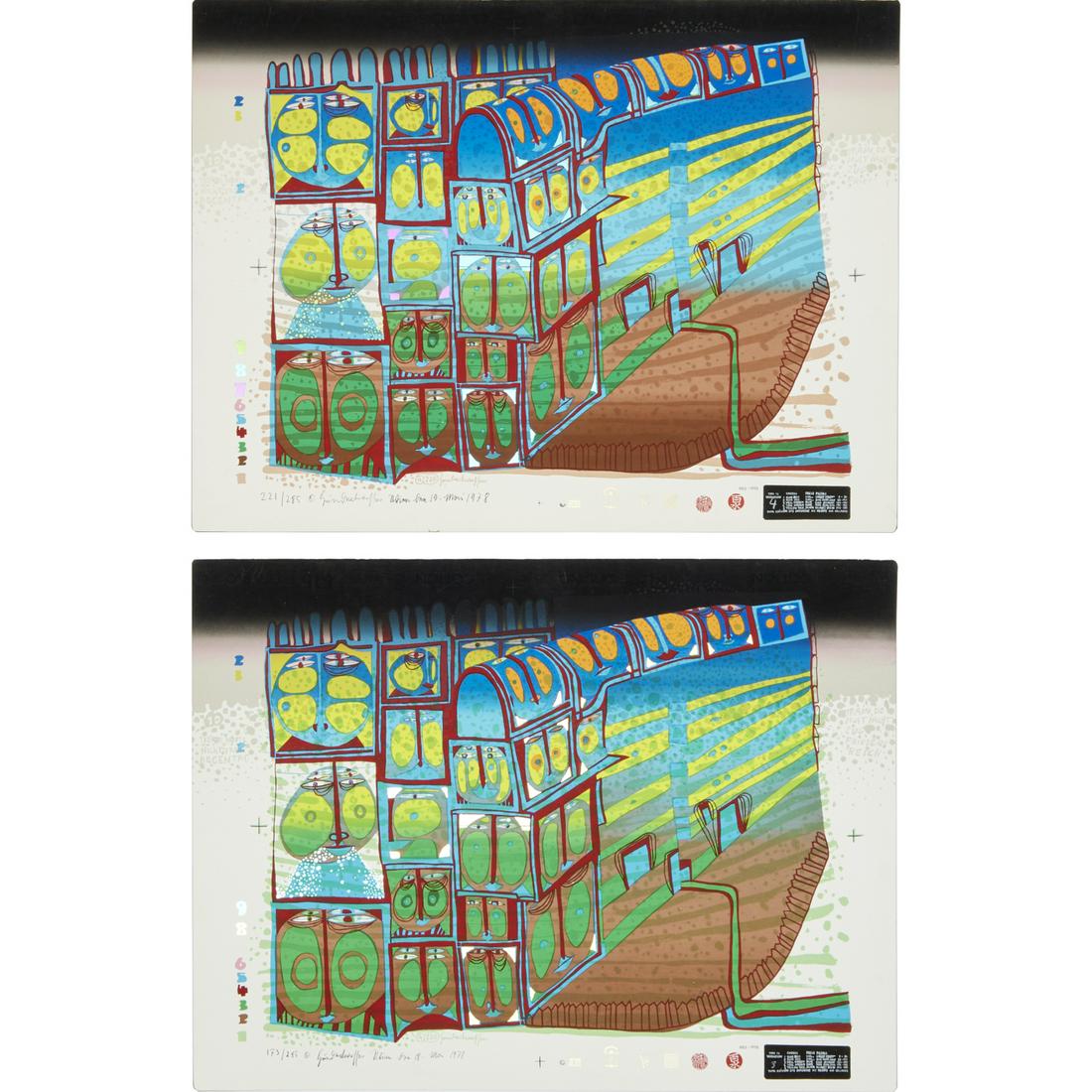F. Hundertwasser, pair signed screenprints (1 of 11)