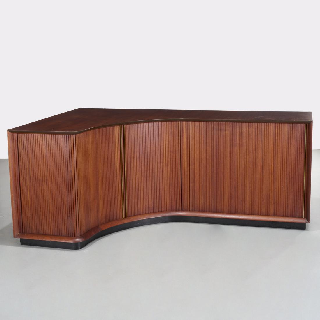 Vladimir Kagan, walnut tambour door corner cabinet (1 of 9)