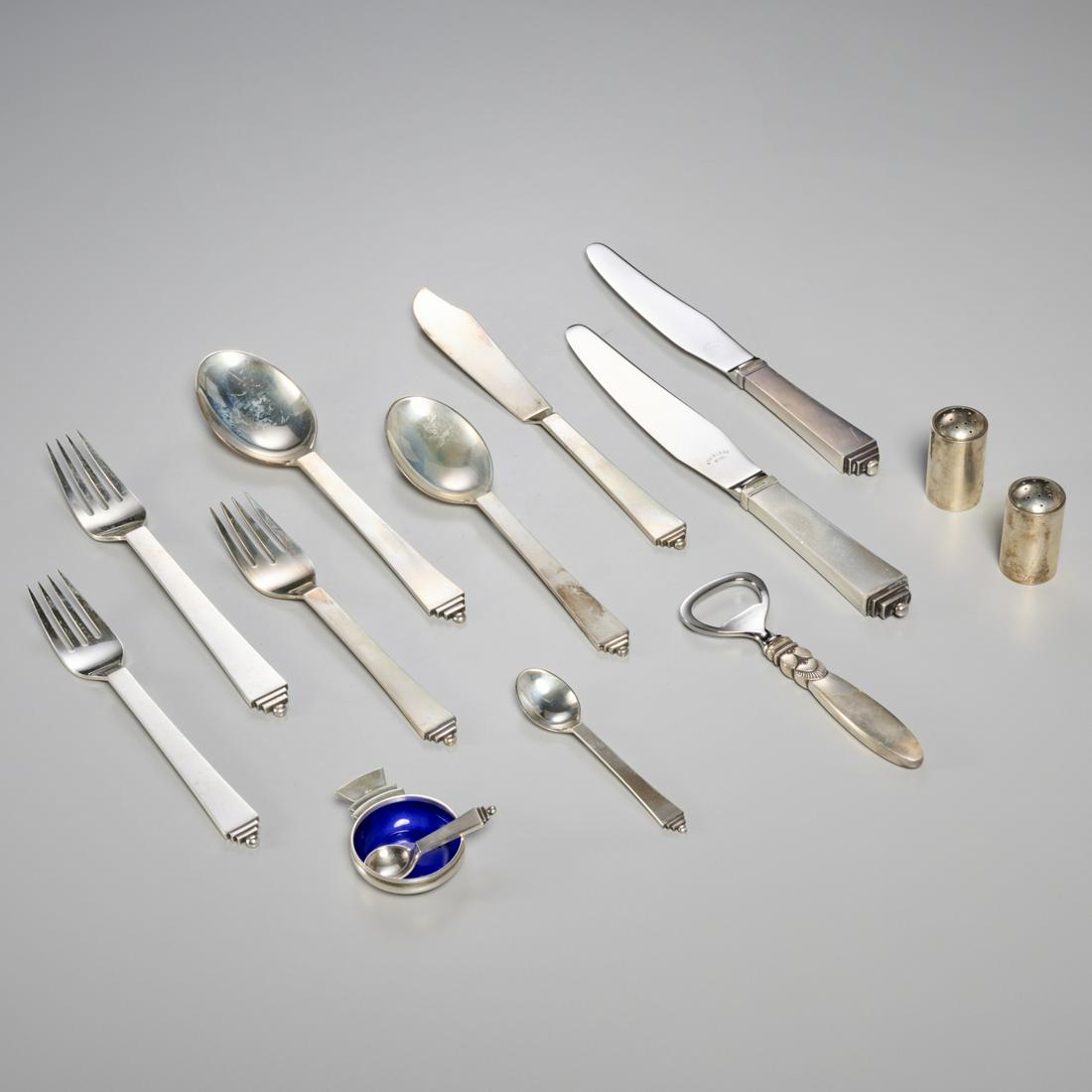 Georg Jensen, 'Pyramid' silver flatware set (1 of 13)