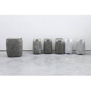 Matias Faldbakken, concrete sculpture, 2011: Matias Faldbakken, concrete sculpture, 2011, Matias Faldbakken (Norwegian, b. 1973), "Moonshine Sculpture" (Jugs 18-23), 6 poured concrete objects, with Artist Certificate and copy of gallery invoice,
