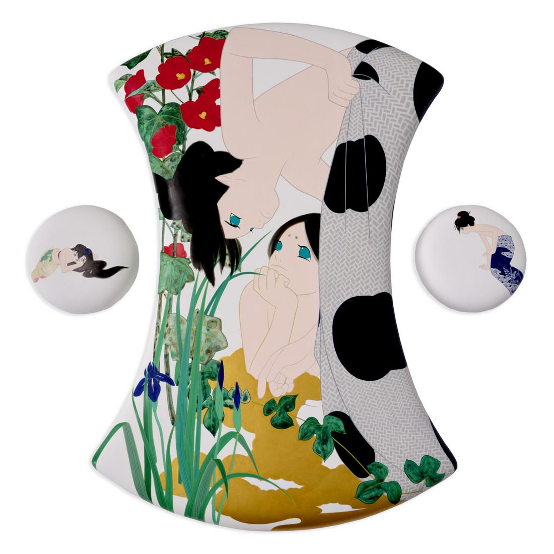 Ai Yamaguchi, acrylic on cotton triptych, 2004 (1 of 9)