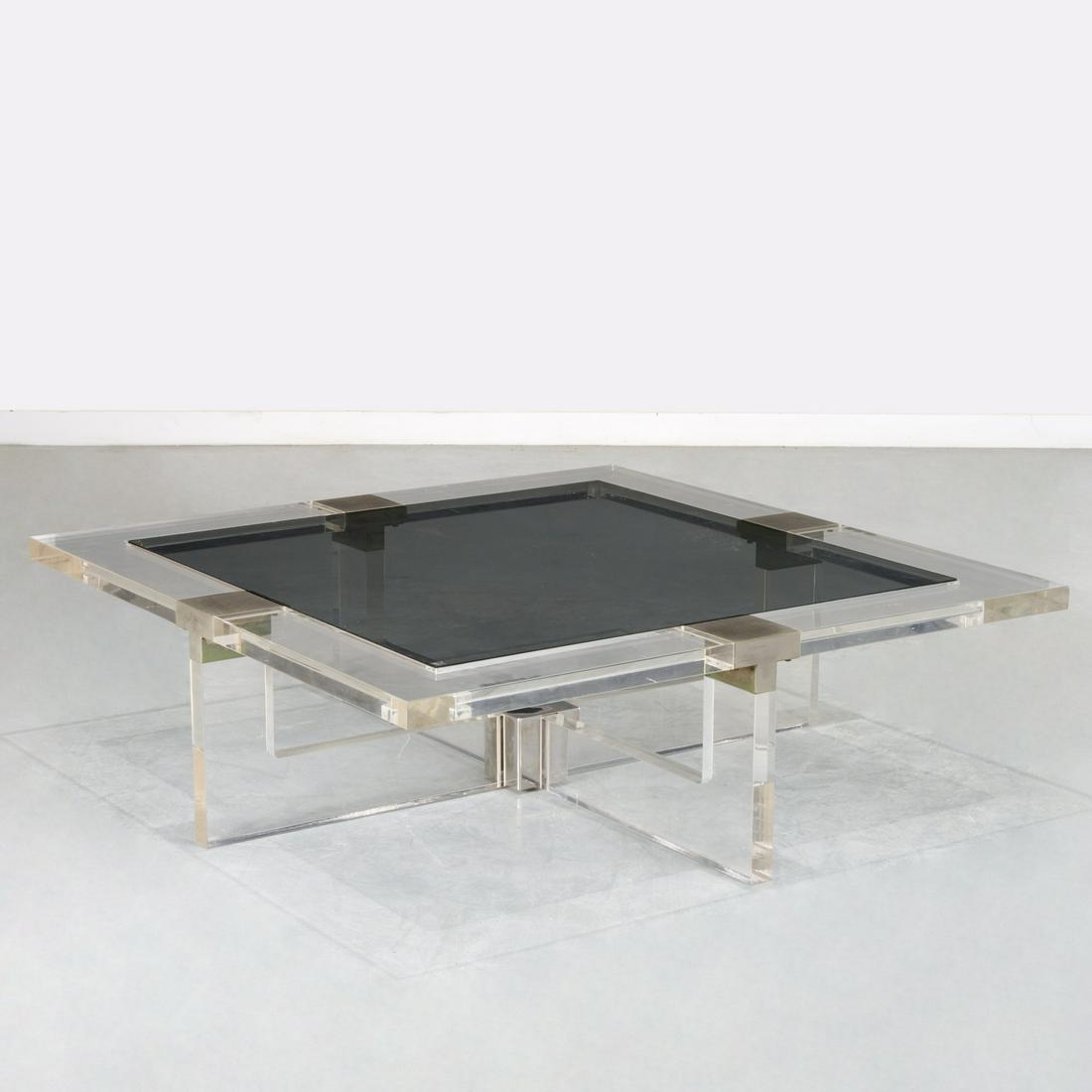 Sandro Petti, chrome mounted lucite coffee table (1 of 7)