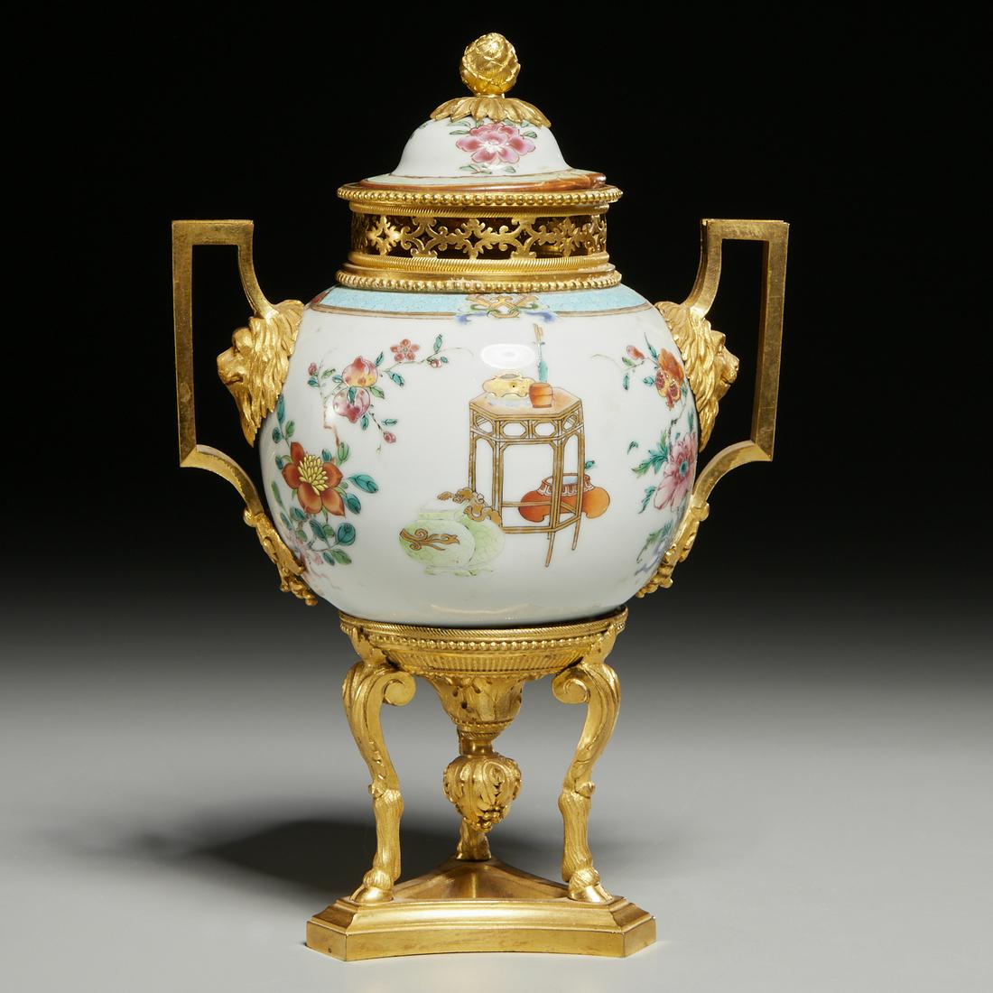 Louis XVIII ormolu mounted famille rose vase (1 of 12)