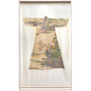 Peng Wei, ink on silk scroll, 2006: Peng Wei, ink on silk scroll, 2006, Peng Wei (Chinese, b. 1974), Silk Robe, signed and dated in Chinese along bottom edge, with artist's ink seal, custom shadowbox frame, 99"h X 59"w (frame) Provenanc