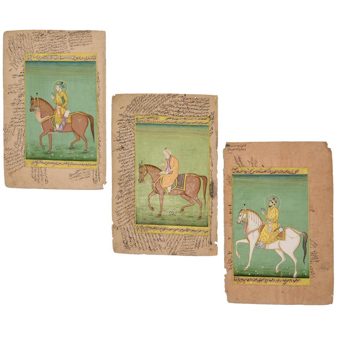 Mughal School, (3) equestrian portraits (1 of 12)